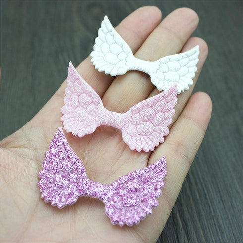 30 Pack Angel Wings Appliques Sew on Patches Trim for Hair Accessories Cake Topper Scrapbook Dollies Embellishment DIY Craft Supplies (White)...