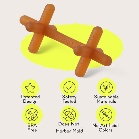 Moonjax Natural Rubber Baby Teething Toys - Baby teether for Infants, Toddlers, Newborns, CPSIA Certified...