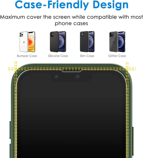 JETech One Touch Install Screen Protector for iPhone 13/13 Pro 6.1-Inch, Full Coverage Tempered Glass Film, Auto Alignment Tool Kit, HD Clear, 2-P...