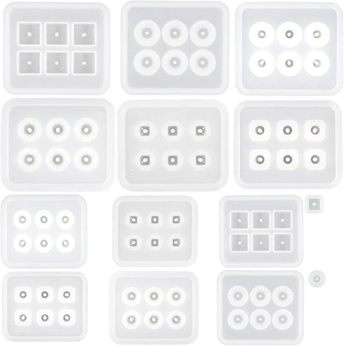 Beads Resin Molds with Hole for Gemstone Cabochon Jewelry Casting 14-Count...
