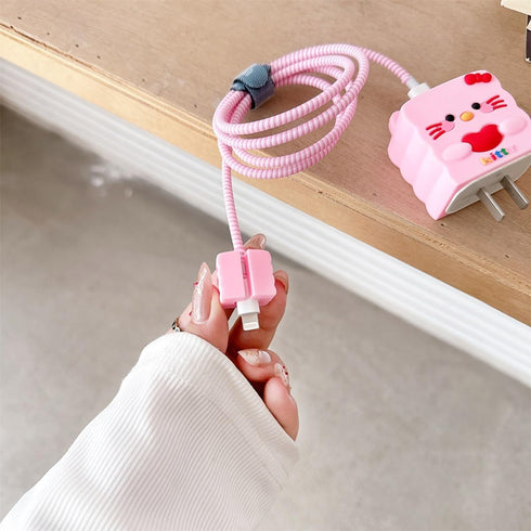 Cute Cartoon Charger Protector Case - Compatible for iPhone 18W 20W USB-C Power Adapter and Lightning Cable (12)......