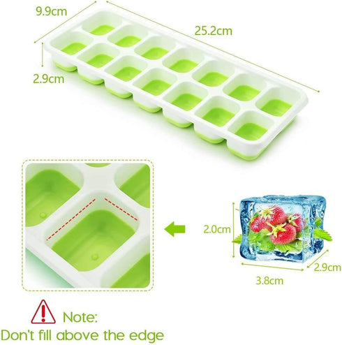 Ice Cube Trays, Silicone Easy-Release and Flexible 14-Ice Trays with Spill-Resistant Removable Lid, BPA Free, Durable and Dishwasher Safe, 2 Pack...