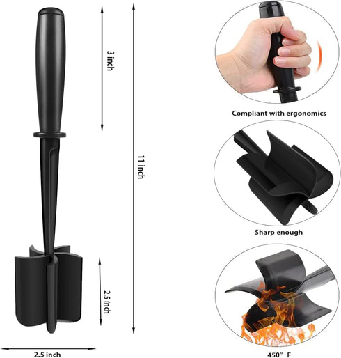 Meat Chopper,Hamburger Chopper,Beef Masher,Heat Resistant Meat Masher Tool for Hamburger Meat,Premium Heat Resistant Meat Chopper Utensil,Nylon Gr...