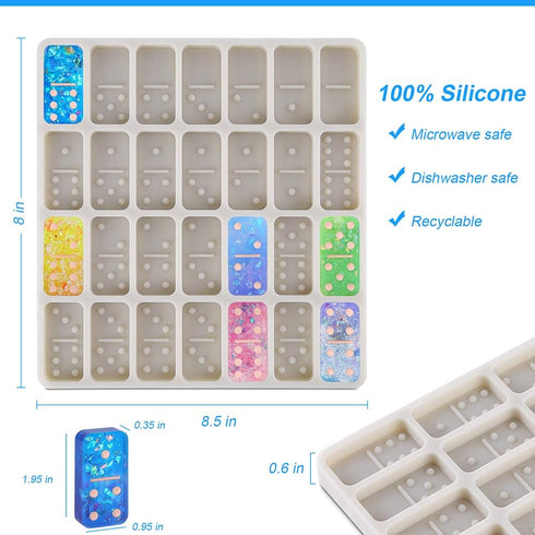 Professional Domino Molds for Resin Casting, Jumbo Silicone Dominoes Mold 28 Cavities, Baking Molds – Flexible and Non-Stick Design – Ideal for Ch...