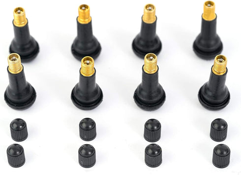 8Pcs Premium TR413 Tubeless Tire Valve Stems, Black Rubber Snap-in Tire Valve Stem, Universal for Tubeless 0.453 inches 11.5mm Rim Holes...