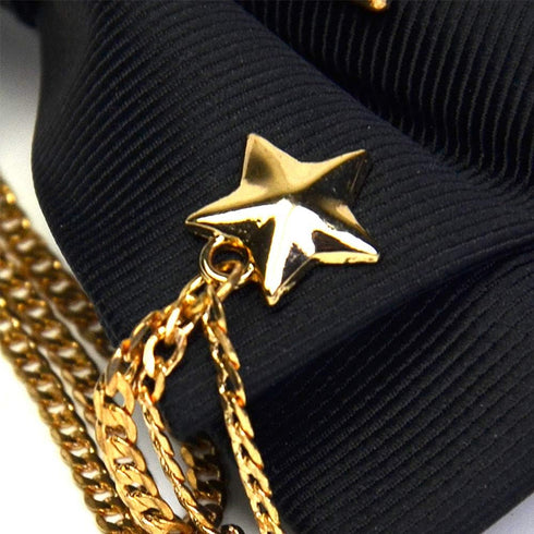Men's Adjustable Bow tie Gold Metal Wings Chain Two Layer Neck Bowtie...