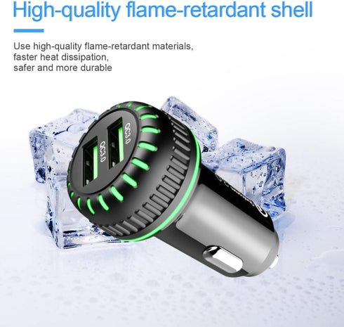 Dual QC 3.0 Ports Quick Charger for Car, Fast Car Charger Adapter Compatible with Cigarette Lighter Socket, iPhone 13/Pro Max/Pro, 12/11, Samsung ...