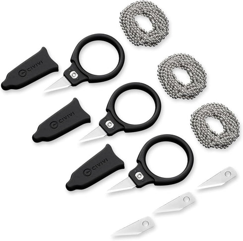 CIVIVI 3 Pack Box Cutter Utility Knife, Mini Neck Knife for Men Women EDC, Quick Snip Knife with 3Pcs Extra Blades, 3Pcs Bead Chain C22022A-2...