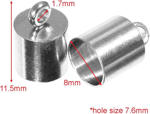 Craft County 10 Pieces 12mmX7mm and 13mmX8mm, Stainless Steel Silver Smooth Cord End Caps Finding DIY Supplies (13mm X 8mm)...