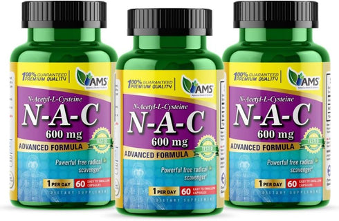 America Medic & Science NAC 600mg – NAC Supplement for Lung Health & Immune Support, Liver Support & Antioxidants – N-Acetyl-L-Cysteine – 60 Capsu...