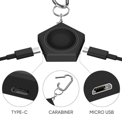 Portable Charger for Samsung Galaxy Watch 6/6 Classic, Magnetic Keychain Wireless Charger with USB C & Micro Port (Not Included Charging Cable)......