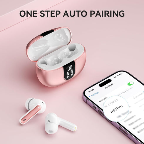 Wireless Earbuds, Bluetooth 5.3 Headphones 40Hrs Playtime Deep Bass Stereo, LED Power Display, Call Noise Canceling Headphones with Mic, IP7 Water...
