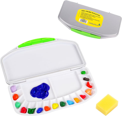 Falling in Art Airtight Watercolor Palette, Plastic Paint Palette with 16 Wells and 2 Mixing Areas, Folding Paint Tray with Lid, Suitable for Acry...