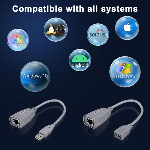 USB to Cat5 Adapter, USB Extender Ethernet Up to 164ft/50m, Supports USB1.1 Protocol, USB Over Cat5 Compatible with USB2.0 Mouse, Keyboard, U Disk...