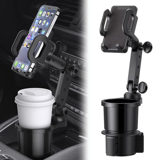 Car Cup Holder Phone Mount, Universal Auto Cell Phone Stand with Drink Expand Cup Holder,2 in 1 Multifunctional Car Cup Holder Expander with 360° ...