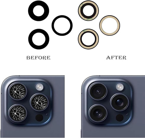 3pcs/Set Camera Lens Replacement for iPhone 15 Pro Max 6.7 inch Camera Lens Rear Glass Replacement with Pre-Installed Adhesive + Repair Tool Kit, ...