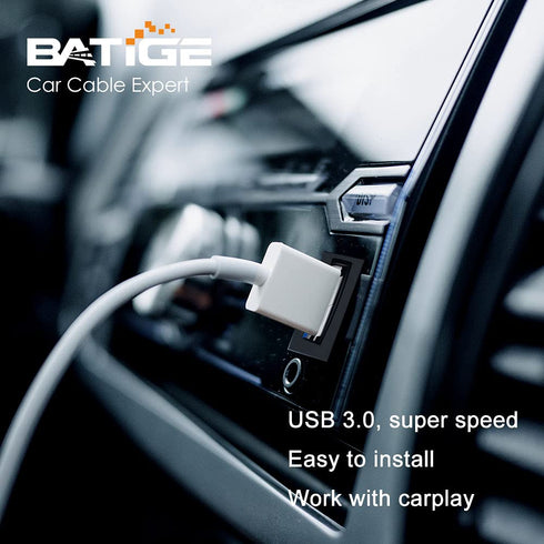 BATIGE Square Single Port USB 3.0 Panel Flush Mount Extension Cable with Buckle for Car Truck Boat Motorcycle Dashboard 6ft......