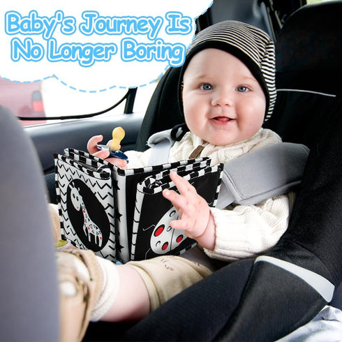 Black and White High Contrast Soft Book for Babies 0-12 Months - Early Education Infant Tummy Time and Sensory Toys, Montessori Cloth Book Activit...