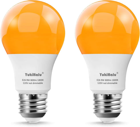 YukiHalu LED Amber Light Bulbs, A19 1800K E26 800Lm, 60W Equivalent Soft Warm Sleep Light Bulbs for Healthy Sleep, Baby Nursery Light, Bedroom Nig...
