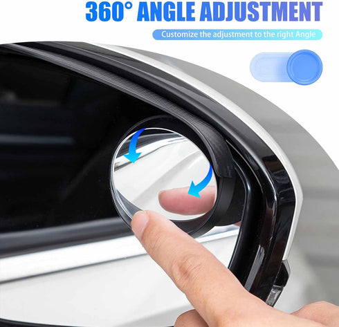2 PCS Car Rearview Blind Spot Mirror Rain Eyebrow Integrated, 2-in-1 Carbon Fiber Rain Eyebrow Reflective Protection Shield, Adjustable Expanded V...