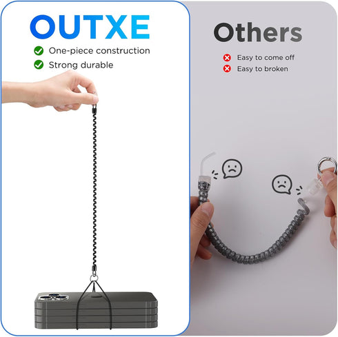 OUTXE Phone Lanyard Tether with 4 Patch- 2× Phone Tether, 4× Phone Patch with Adhesive, Compatible with Smartphone- Black...