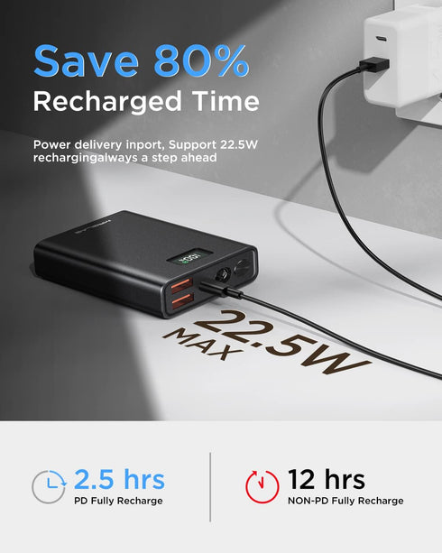 MRGLAS Portable Charger PD 22.5W The Smallest Metal 10000mAh Power Bank USB C Mini Portable Charger Fast Charge Portable Battery Charger Tri-Outpu...