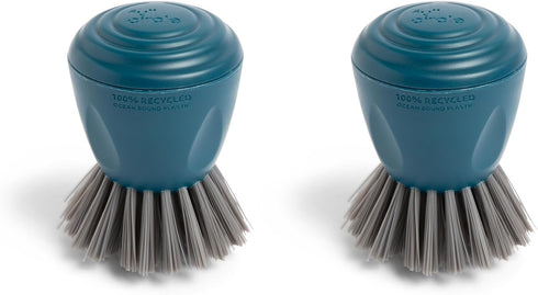 Full Circle Clean Ocean Palm Brush Set - 2-Pack Durable Brushes for Dishes, Pots, and Pans - Ergonomic Grip. Made Out of 100% Recycled Fishing Net...