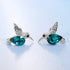 Jewever 925 Sterling Silver Hummingbird Ear Studs Blue Cubic Zirconia Earrings for Women Jewelry Gift Silvery...