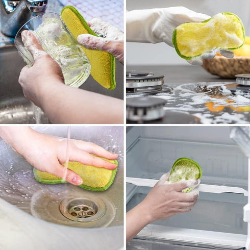 Multi-Purpose Scrub Sponges for Kitchen by SmilePowo Non-Scratch Microfiber Sponge Along with Heavy Duty Scouring Power - Effortless Cleaning of D...