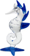 Garden Deco Glow in The Dark Blue Sea Horse Hand Blown Art Glass Figurine Ornament Sculpture...