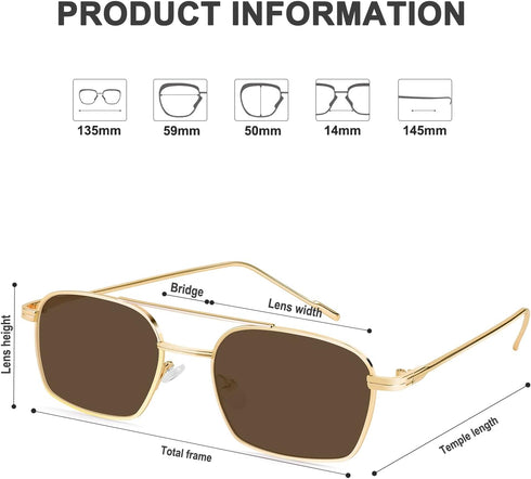 FEISEDY Fashion Square Aviator Sunglasses Women Men Trendy Retro Metal Frame Sun Glasses Candy Color Lens B1036...