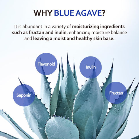 T'ELSE Blue Agave Hyaluronic Acid Mask 25ml*5ea, Watery Sheet Facial Mask with Close Adhesion, Moisturizing Facial Essence with Excellent Hydratio...