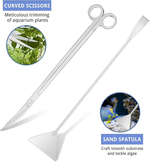 7PCS Aquascape Tools Kit, Premium Aquascaping Tools for Aquarium Plant - Long Aquarium Tweezers, Sand Spatula, Scissors for Fish Tank Plant Trimmi...