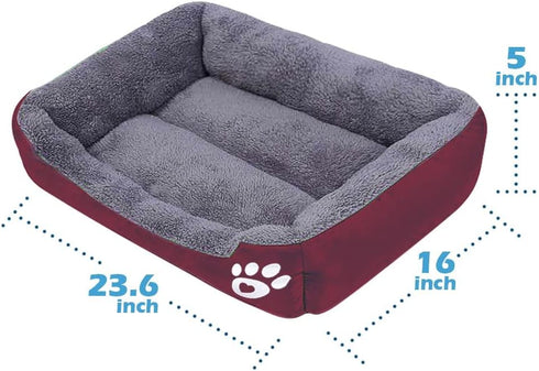 Barelove Pet Dog Bed, Washable Rectangular Pet Basket Bed , Durable and 100-Percent Waterproof and Fleece Lining Fit Most Pets (Small, Wine Red)...