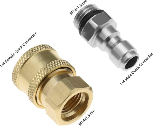 Create idea Set of 2 Pressure Washer Adapter 1/4 Inch Quick Connector to M14 Thread Fittings Brass Coupling Quick Disconnect Kit for Spray Lance H...