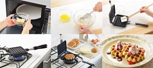 Yoshikawa SJ2275 Waffle Maker, Single, Fluorine Treatment, For Gas Stoves, Black, 13.6 x 5.6 x 1.3 inches (34.5 x 14.3 x 3.2 cm)...