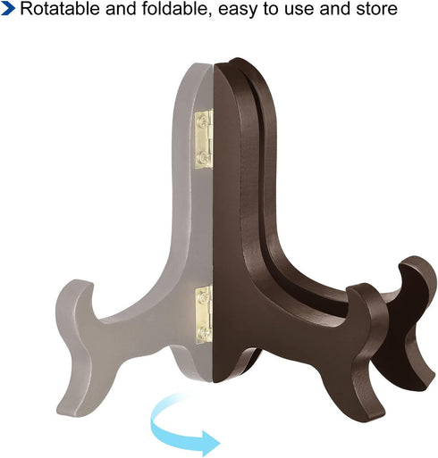 uxcell 2pcs 4" Easel Plate Holder, Wooden Folding Display Stand Brown for Decorative Picture Frame...