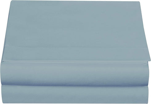 Cathay Home Hotel Luxury Wrinkle & Fade Resistant Double Brushed Ultra Soft Microfiber 1-Piece Single Flat Sheet - Blue, Queen (90" x 102")...