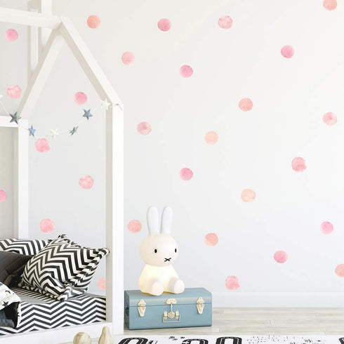 Pink Polka Dot Wall Decals 36pcs Watercolor Dots Wall Sticker for Kids, Baby Girls, Teens, and Nursery Room (6 Sheets) - Each Dot: 2.36 x 2.36 inc...