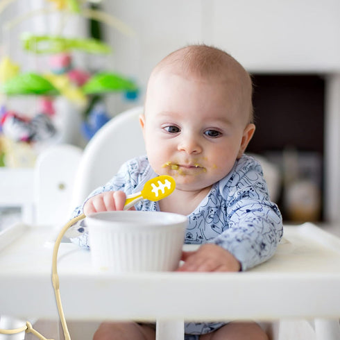 Toddler Utensils Holder Strap Baby Feeding Supplies-Gelinor Feeding Aid for Keep Spoon Close at Hand and Off The Ground(Blue)-No Spoon...