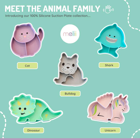 melii Divided Silicone Suction Plate - 100% Silicone, for Baby + Toddlers – BPA Free, Dishwasher & Microwave Safe (Cat)...