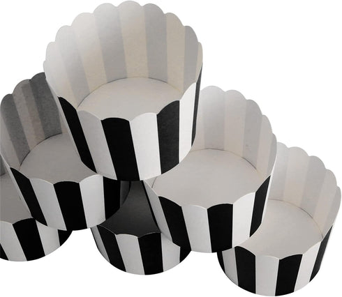 50 Pack Muffin Liners Baking Paper Cups Black and White Stripes Cupcake Liners Elegent Muffins Baking Cups Cupcake Wrappers for Birthday Parties, ...