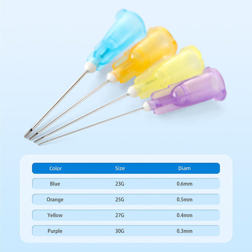JMU 100pcs Dental Irrigation Needle Tips, 23G Blunt Dispensing Needle Tips Endodontic Irrigarion Needles, Luer Lock Design, Blue...