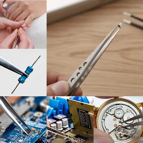 Wolfride Stainless Steel Tweezers Precision Tweezer Tool Set for Electronics Repair, Crafting (5 Pcs)...