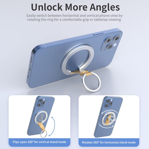 RapidX Snapo 2-in-1 Magnetic Phone Grip & Stand, Holder with Adjustable Kickstand, MagSafe Compatible with iPhone 14, 13, 12 Pro, Pro Max, Mini (G...