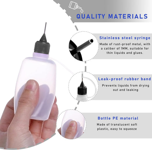 3PCS Needle Tip Glue Bottle, 5ML Blunt Needle Tip Precision Applicator Oil Bottles with Funnel, Empty Applicator Glue Oiler Squeeze Bottle for for...