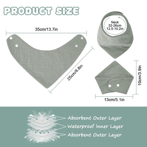 Muslin Baby Drooling Bibs, 10PCS Baby Bandana Drool Bibs, Snap Muslin Cotton Baby Bibs for Girls, Boys, Baby Drool Bibs Anti-Penetration, Strong W...
