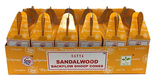 6pc Display - Satya Backflow Cones - 24pc Box/Sandalwood...