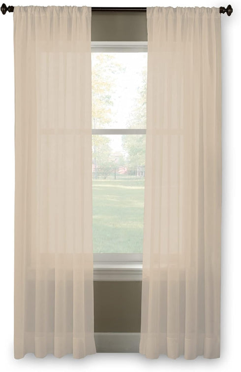 Curtainworks Trinity Crinkle Voile Sheer Curtain Panel, 51 by 63", Oyster...