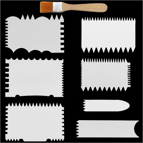 MTQY 7 in 1 Paint Scraper Acrylic Pouring Swipe Tools with Brush for Acrylic Painting Technique...